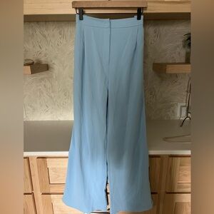 Blue wide leg trousers with stretchy waistband